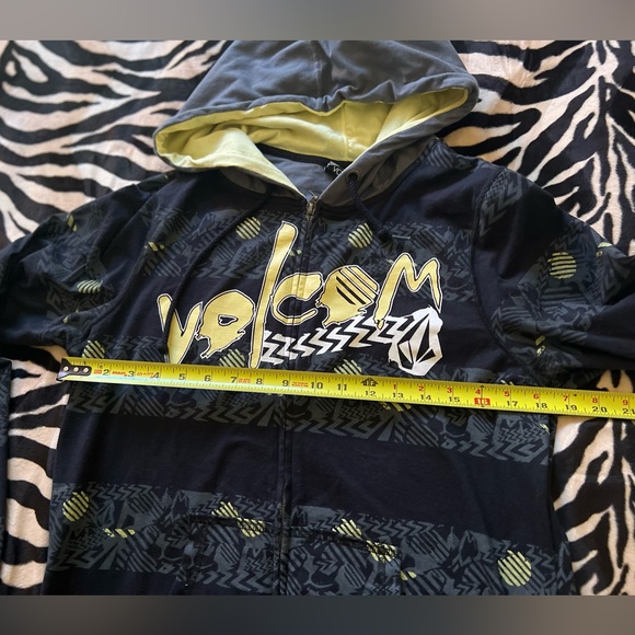 Volcom Lightweight Cotton Hoodie Black/Grey/Yellow - Y2K/Surf/Skate - Juniors XL - Picture 10 of 15